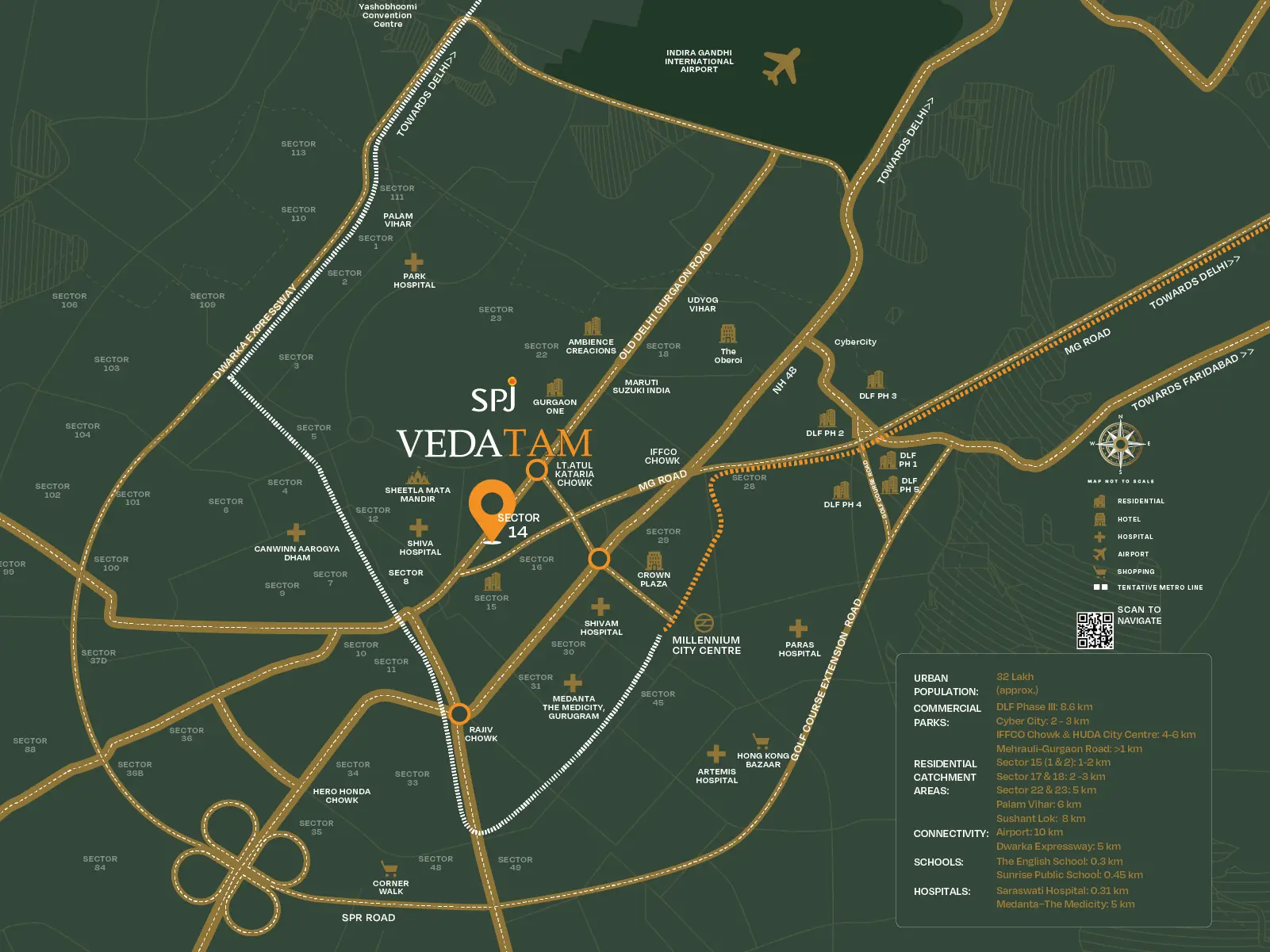 SPJ Vedatam Sector 14 Gurugram — location and connectivity map